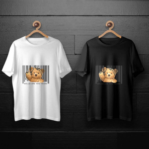 طرح لایه باز خرس تدی با طرح بارکد برای چاپ روی انواع تیشرت